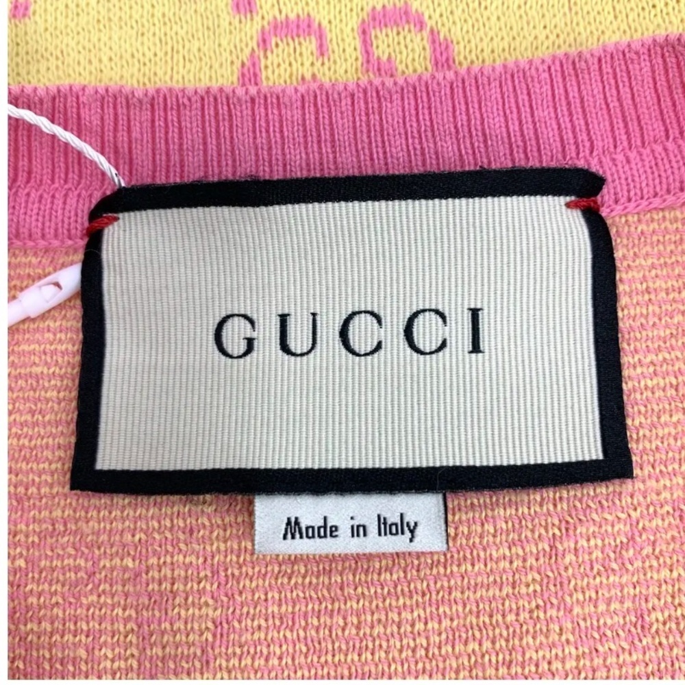 Gucci Women's Short Sleeve Sweater in Yellow and Pink L - Picture 11 of 13